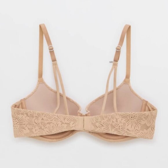 Aerie 34D Nude Sunnie Bloom Lace Strappy Demi Push-up Bra - Picture 4 of 11